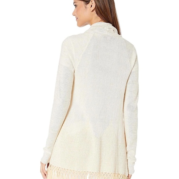 EUC Lilly Pulitzer Tatum Fringe Cardigan Sweater Ivory Gold Metallic Size SMALL - Picture 5 of 9
